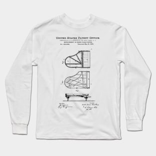 Steinway Piano Patent Black Long Sleeve T-Shirt